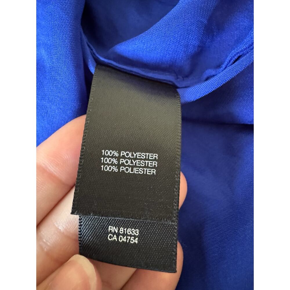 Kenneth Cole NY Blue Satin Blouse Women’s Small Button Front Long Sleeve Shirt - Picture 9 of 9